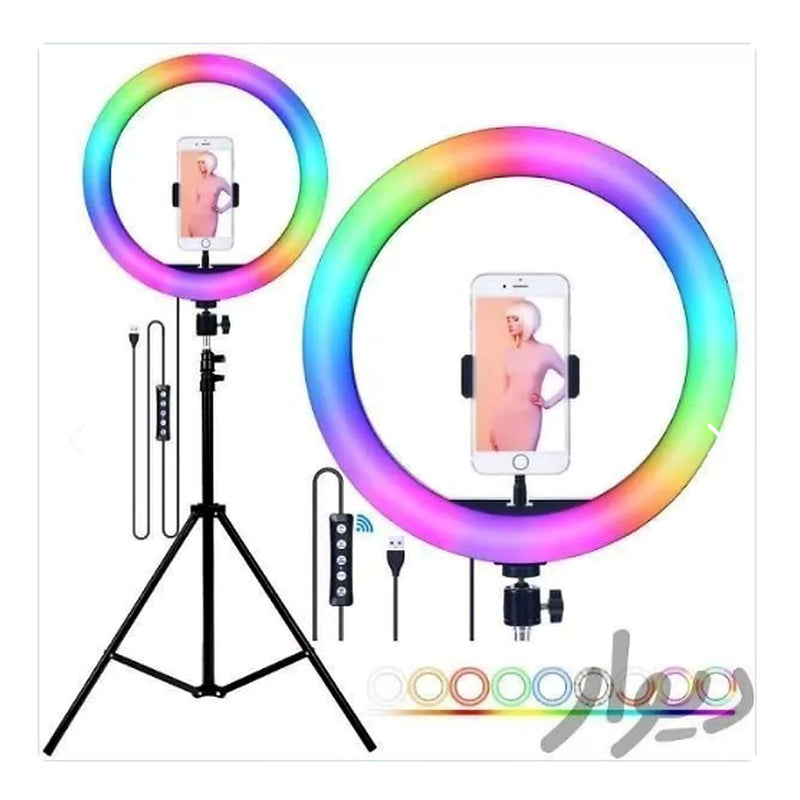 Aro de Luz LED RGB 30 cm + Soporte Celular — modos RGB y soporte