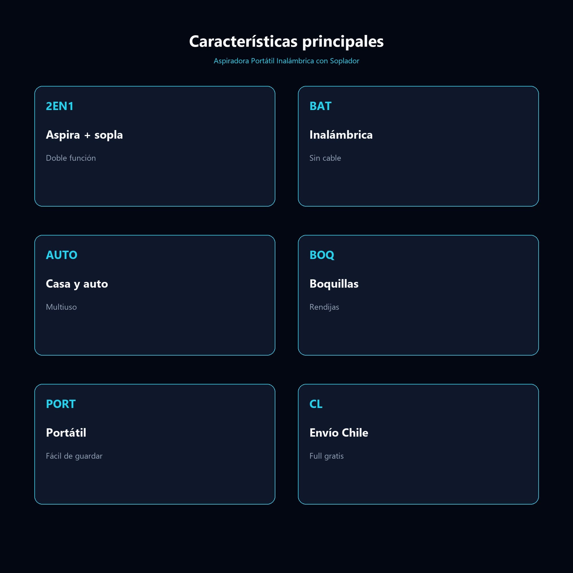 Aspiradora Portátil Inalámbrica con Soplador — características