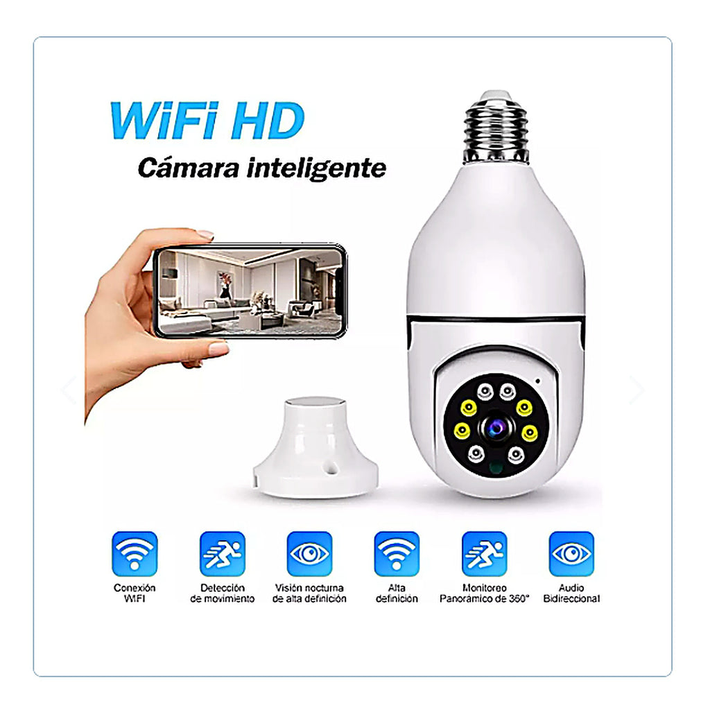 Cámara Foco E27 WiFi Panorámica HD — vista 3