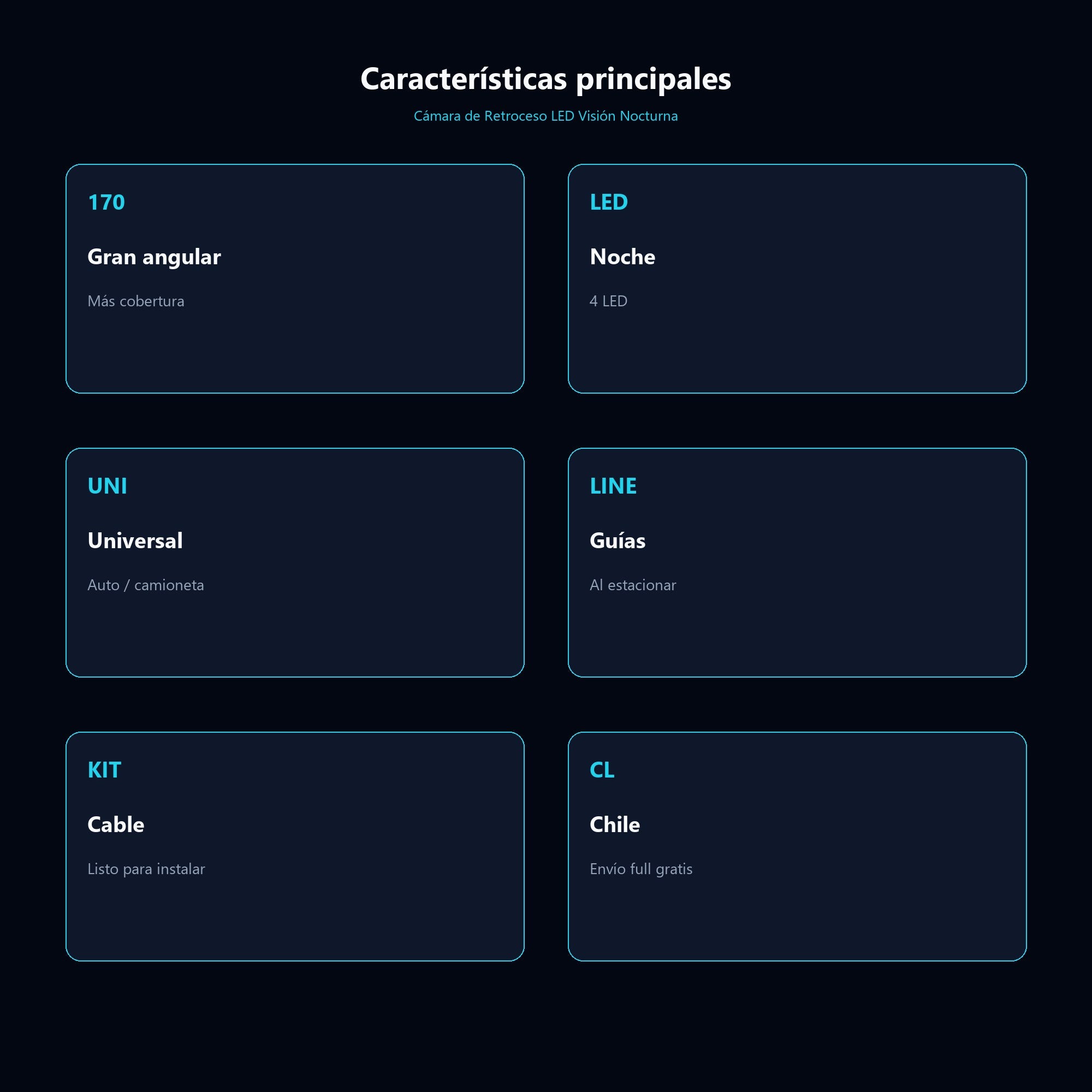 Cámara de Retroceso LED Visión Nocturna — características