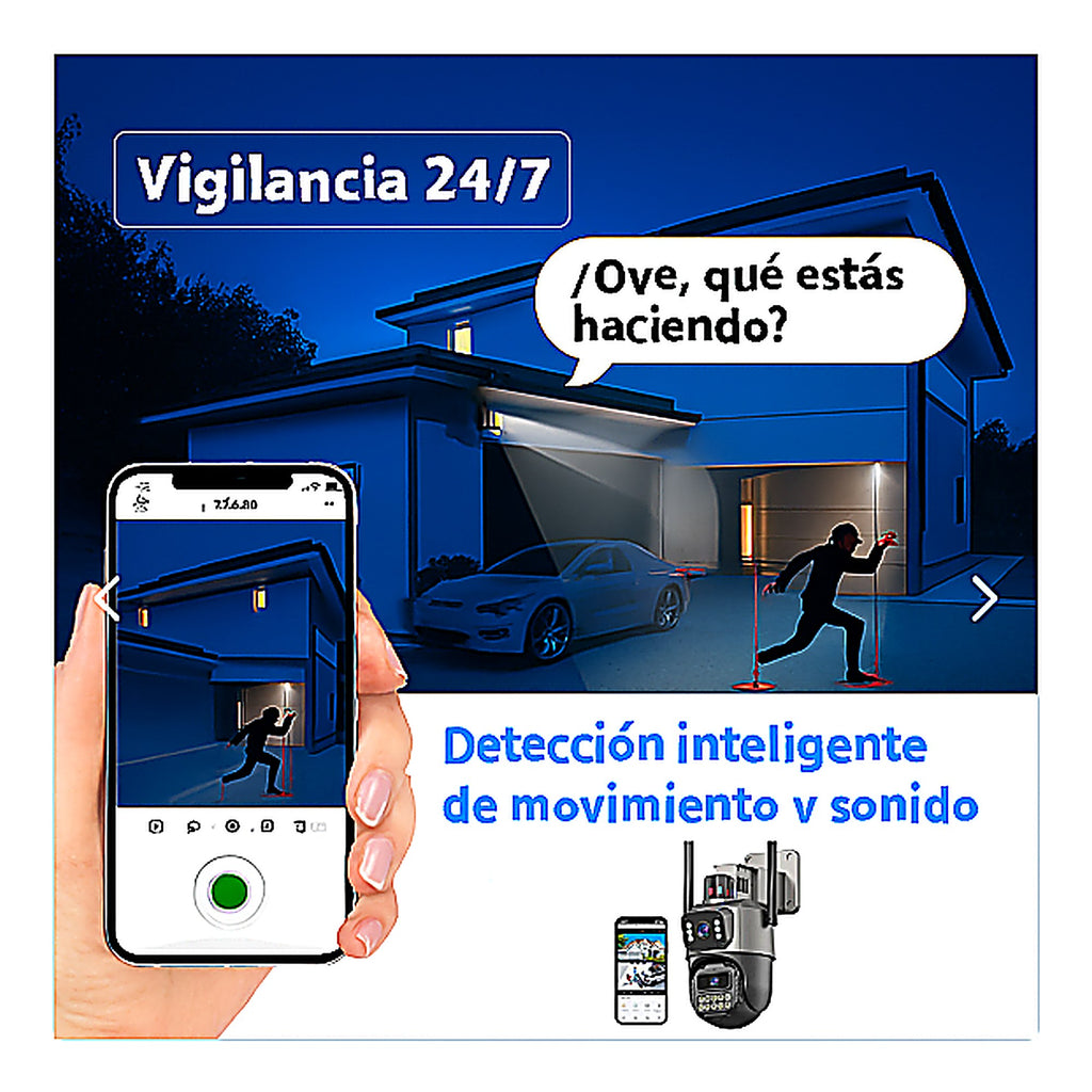 Cámara Exterior Doble Lente WiFi + Alarma — vista 3