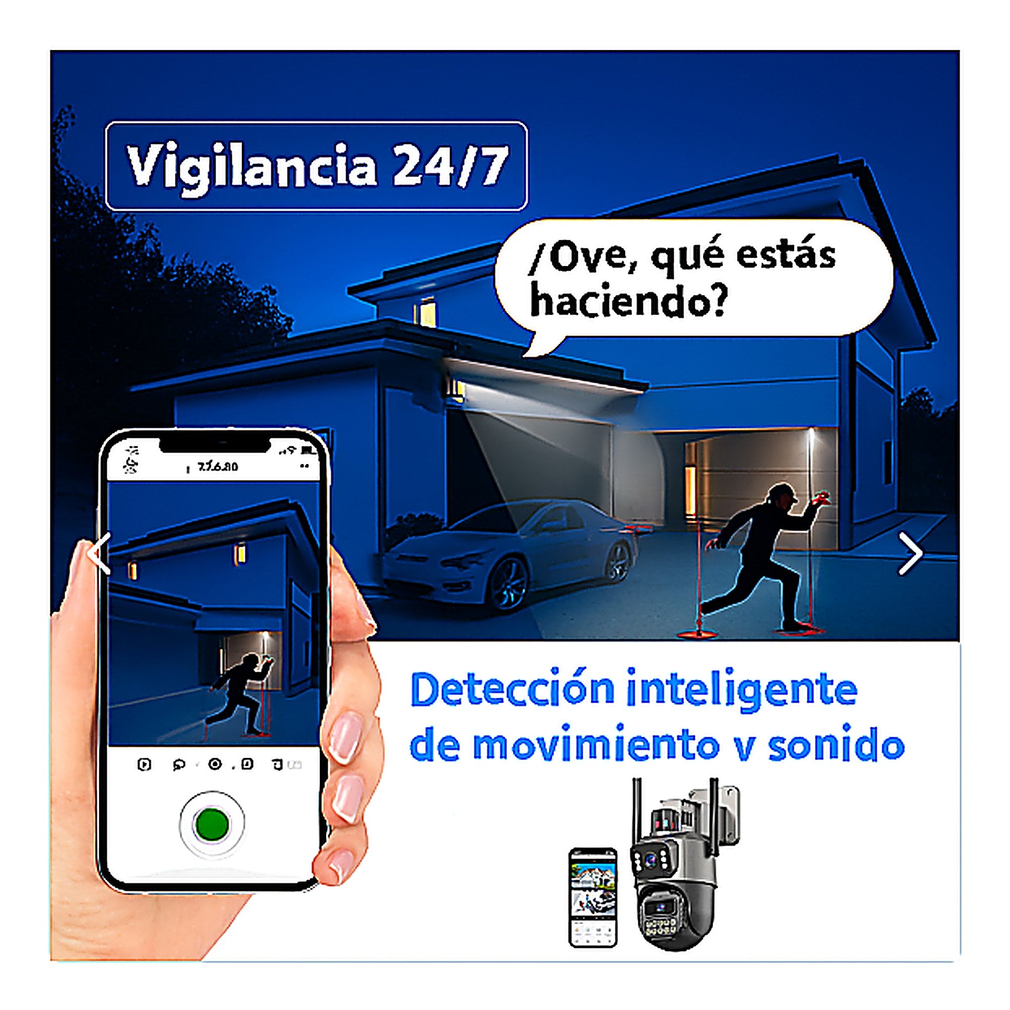 Cámara Exterior Doble Lente WiFi + Alarma — vista 3
