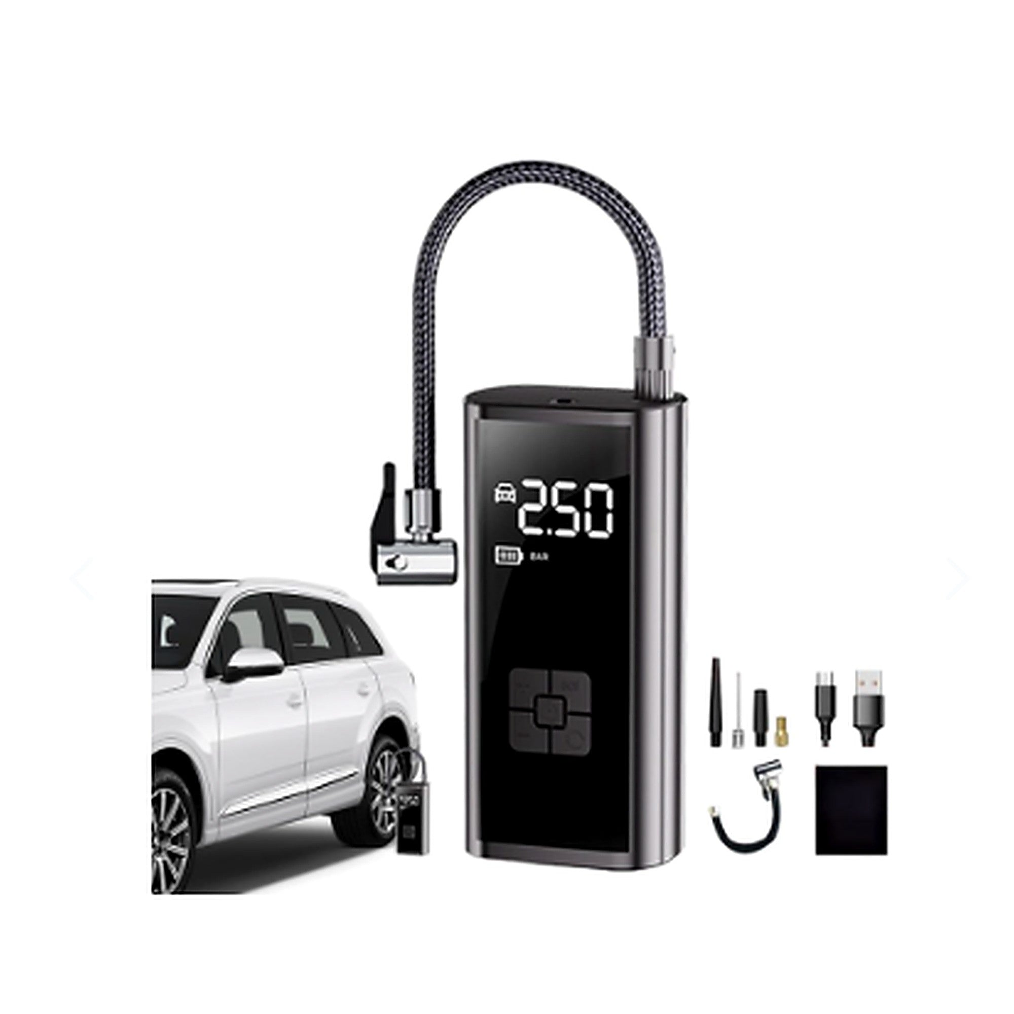 Compresor Eléctrico 12V Portátil Digital — kit completo