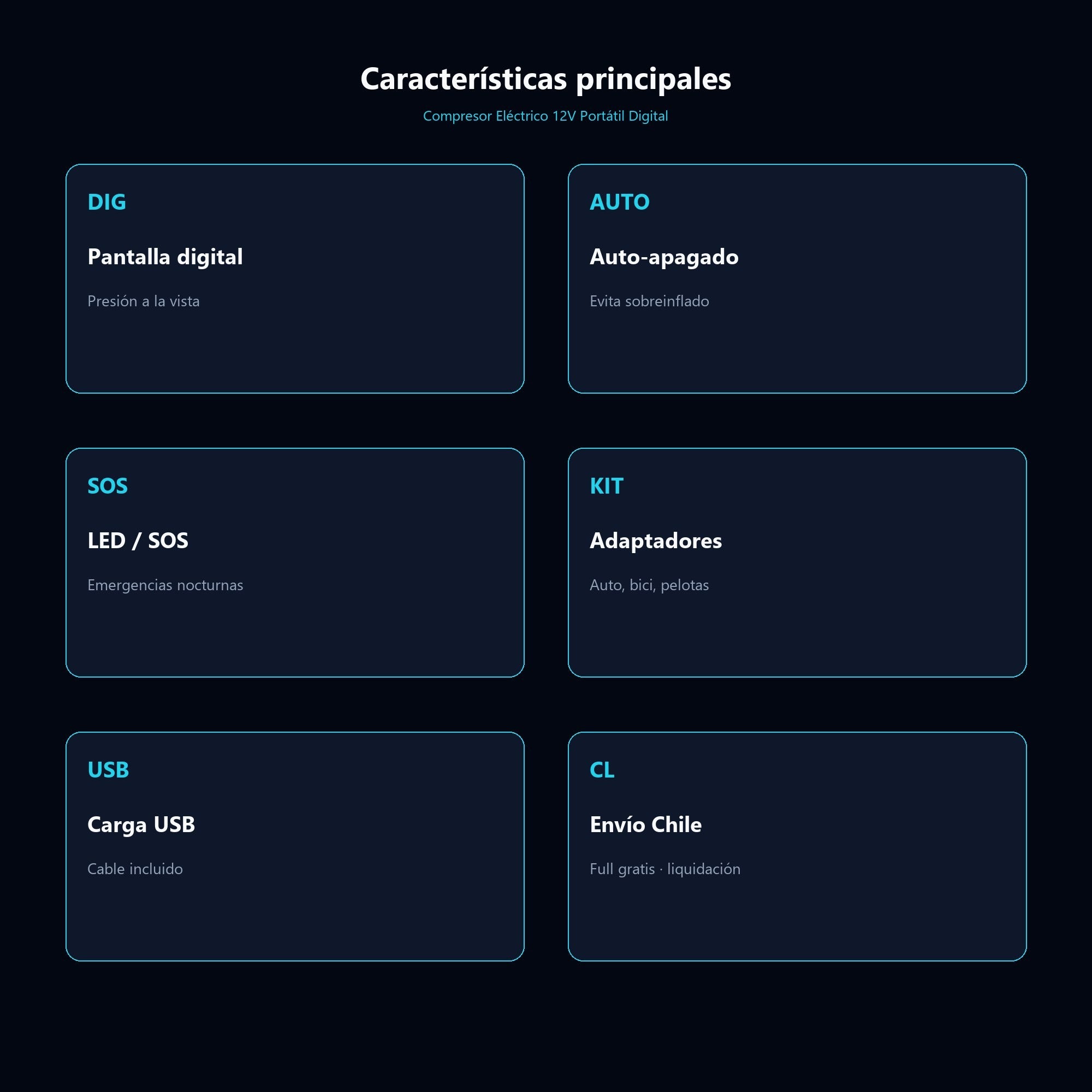 Compresor Eléctrico 12V Portátil Digital — características