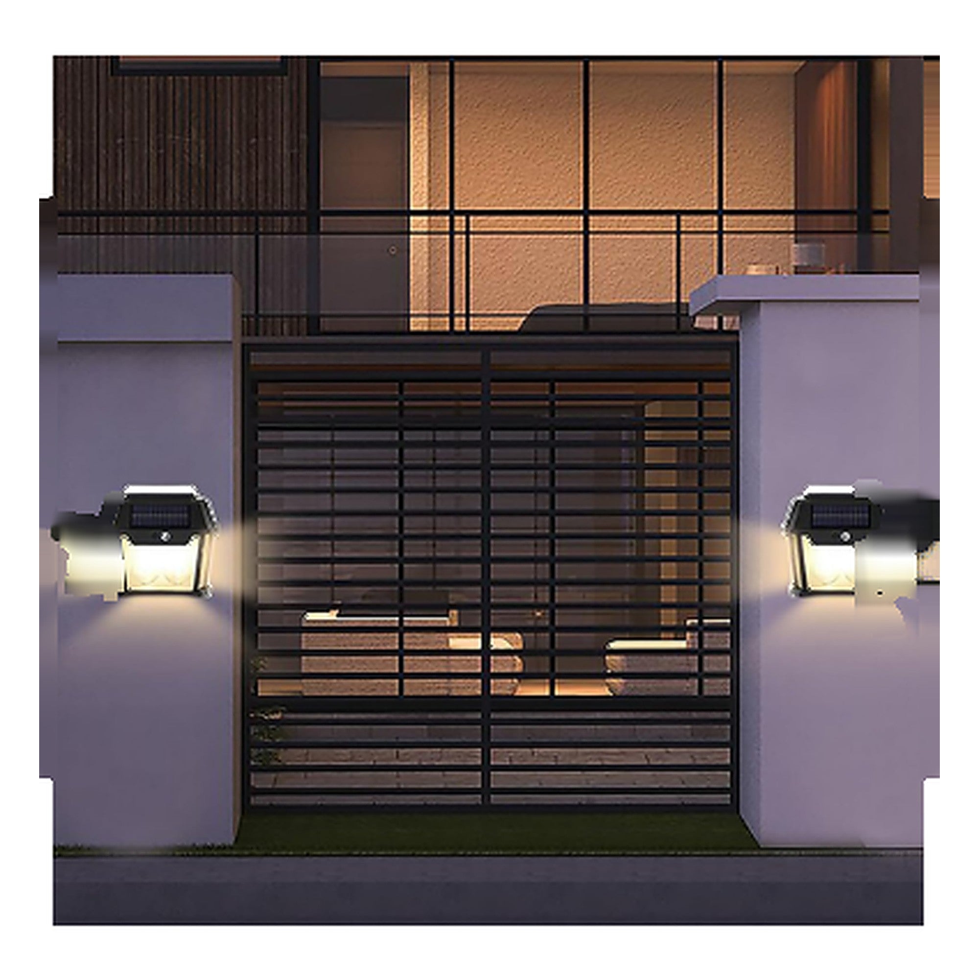 Doble Iluminación Solar de Pared Ecológica — en uso en portón
