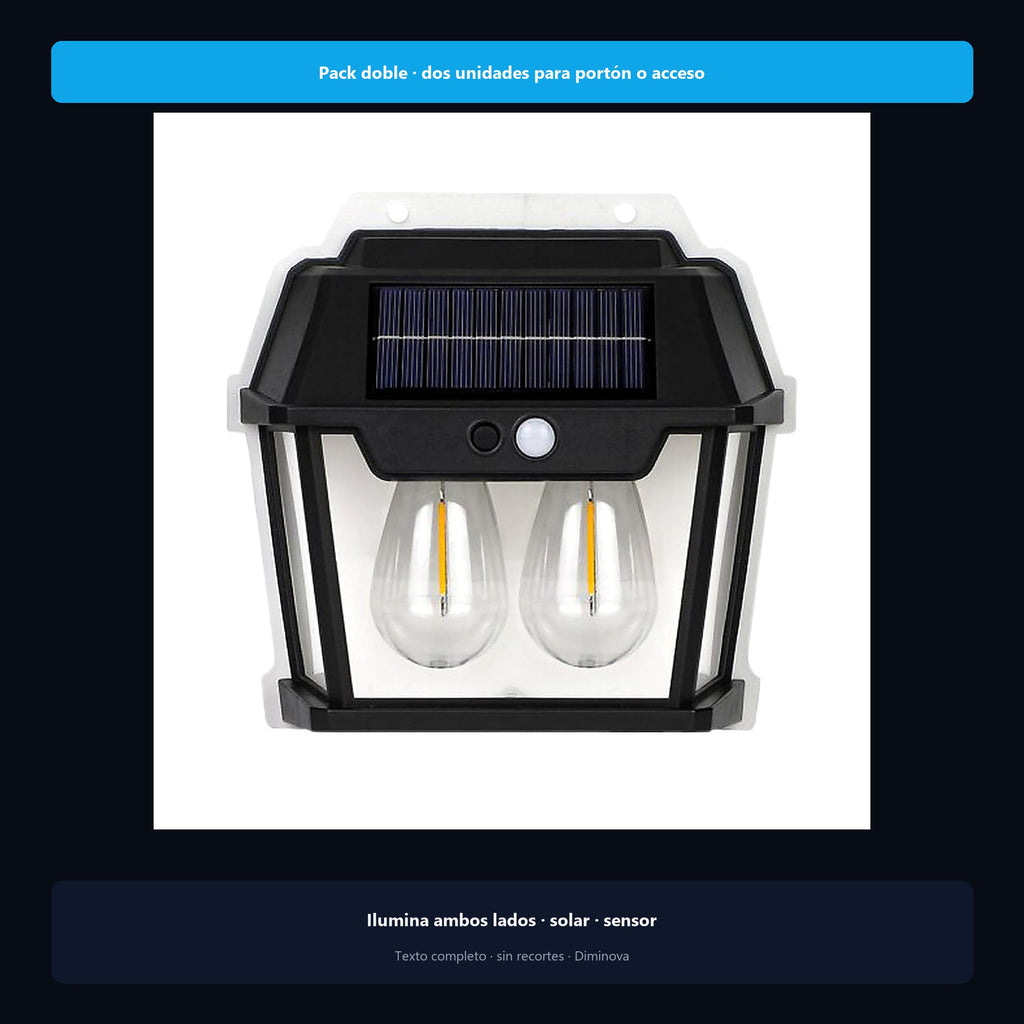 Doble Iluminación Solar de Pared Ecológica — pack doble en acceso