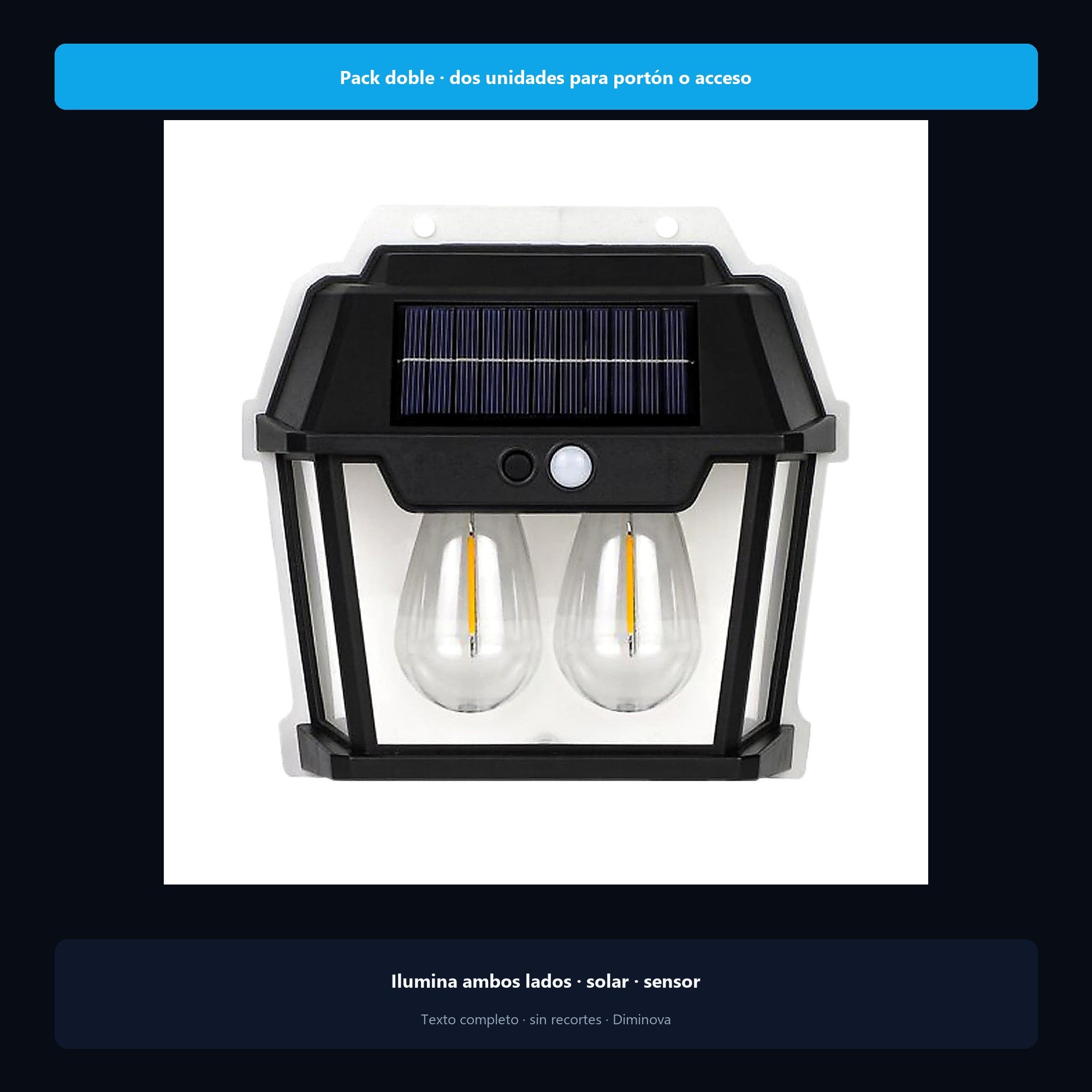 Doble Iluminación Solar de Pared Ecológica — pack doble en acceso