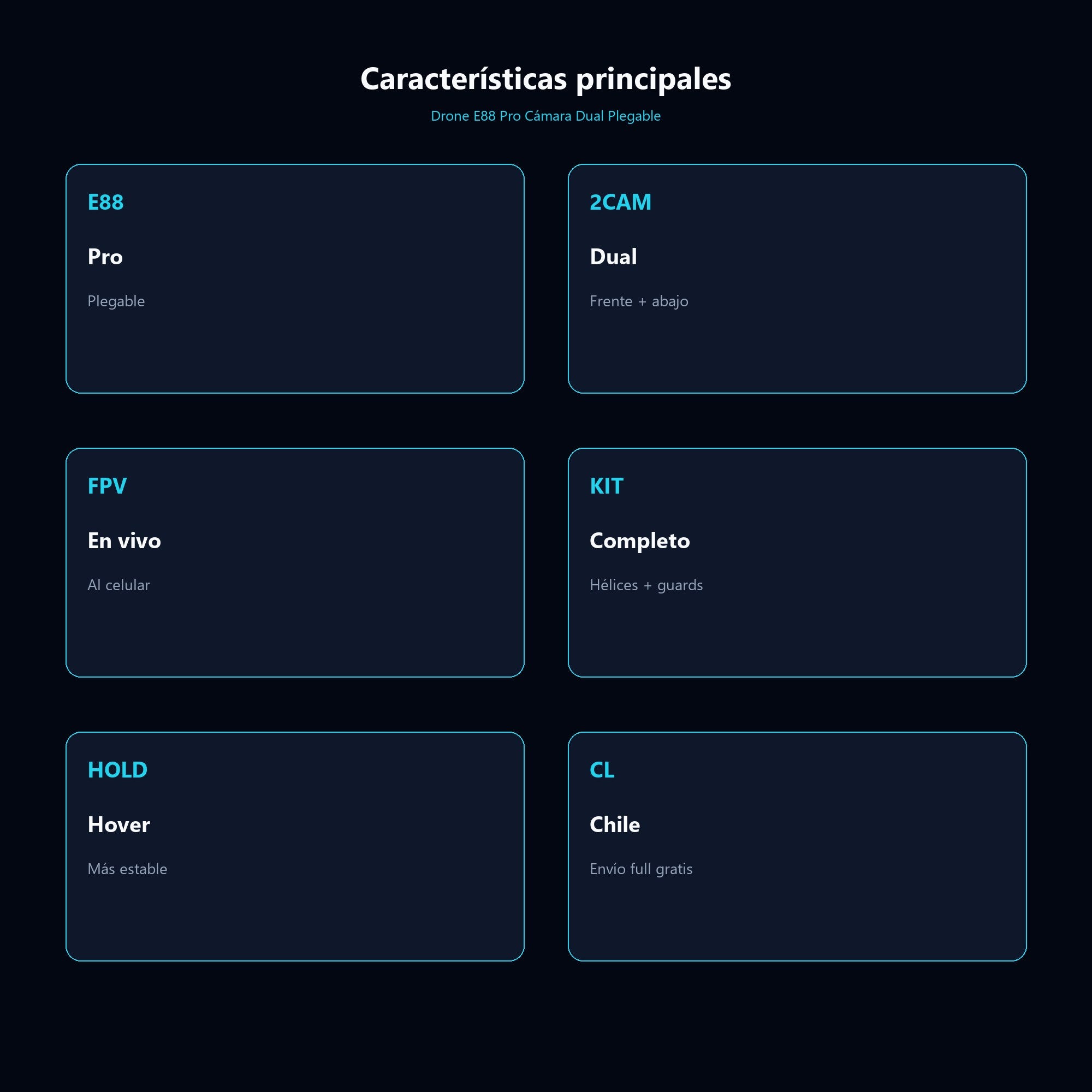 Drone E88 Pro Cámara Dual Plegable — características