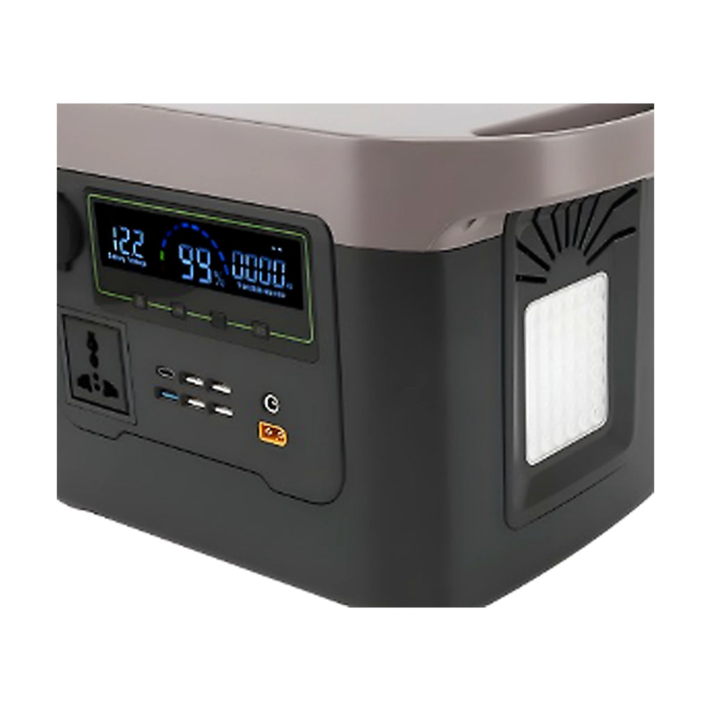 Estación de Energía Portátil MCASA 600W 20Ah — pantalla y puertos