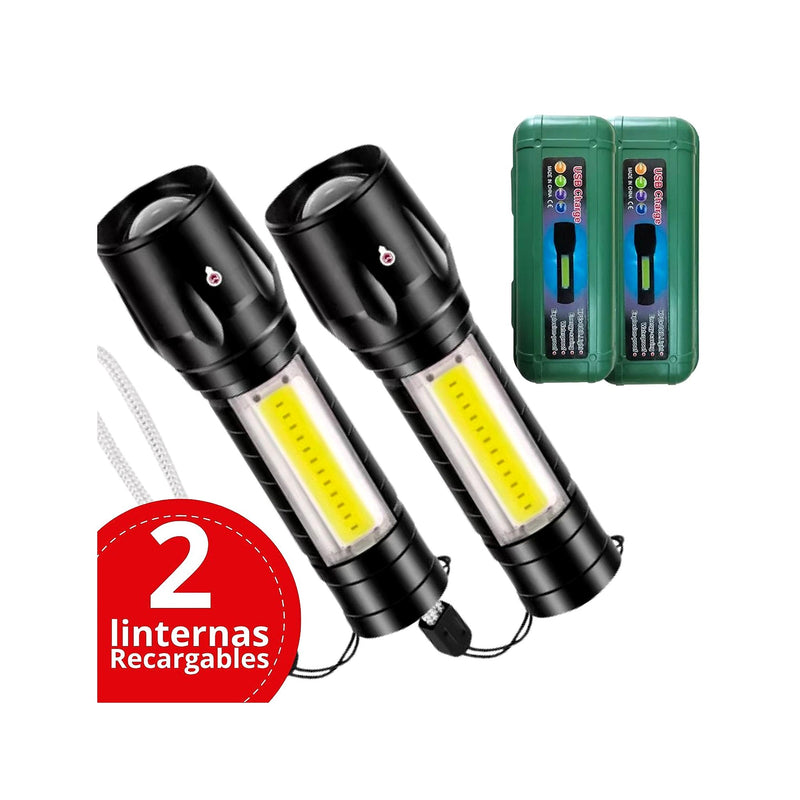 Pack 2 Mini Linternas LED Recargables — pack completo