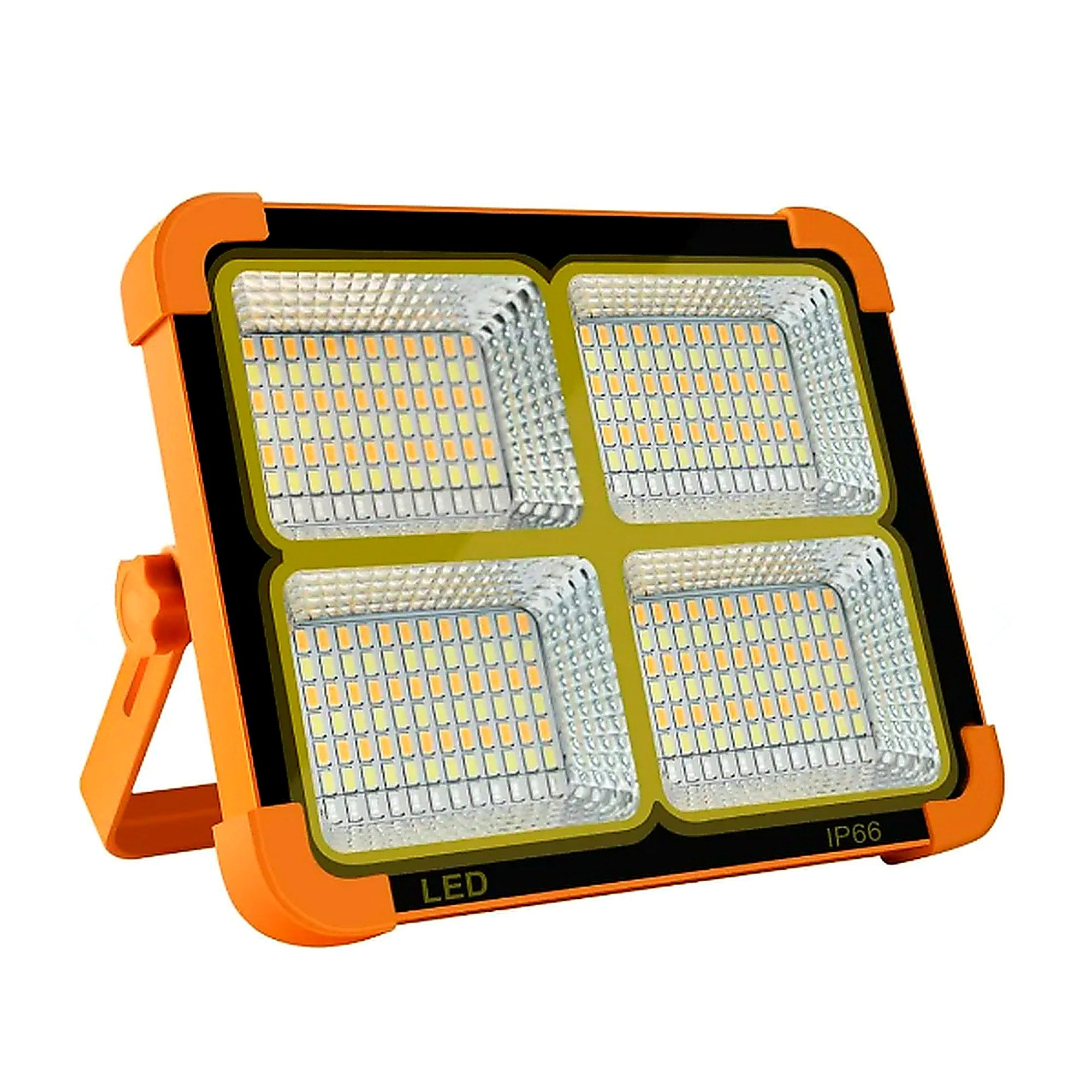 Foco Solar Portátil LED Cuadrado IP66 — frente 4 cuadrantes