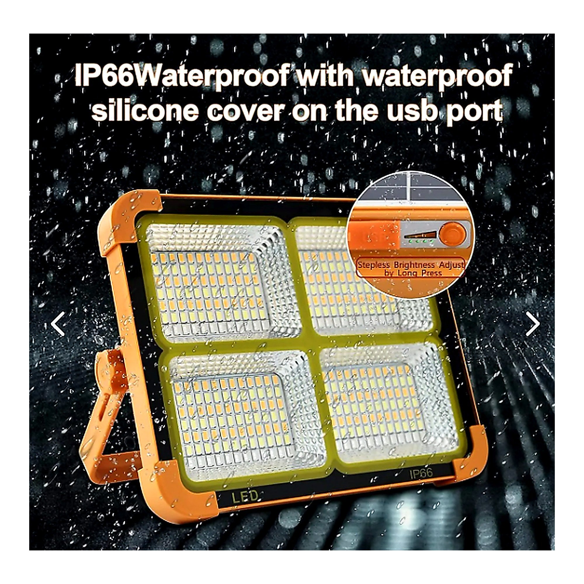 Foco Solar Portátil LED Cuadrado IP66 — IP66 a la intemperie