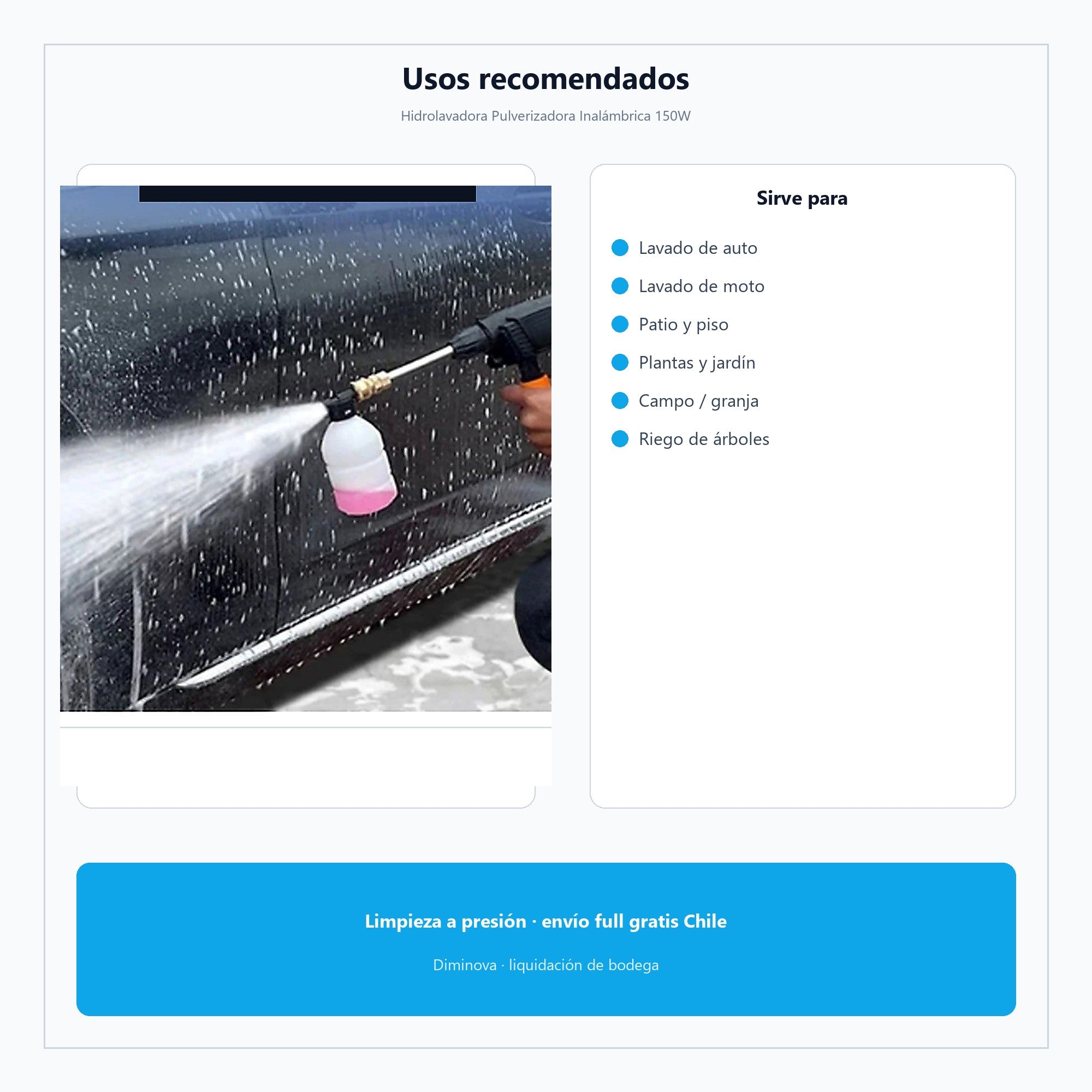 Hidrolavadora — usos recomendados