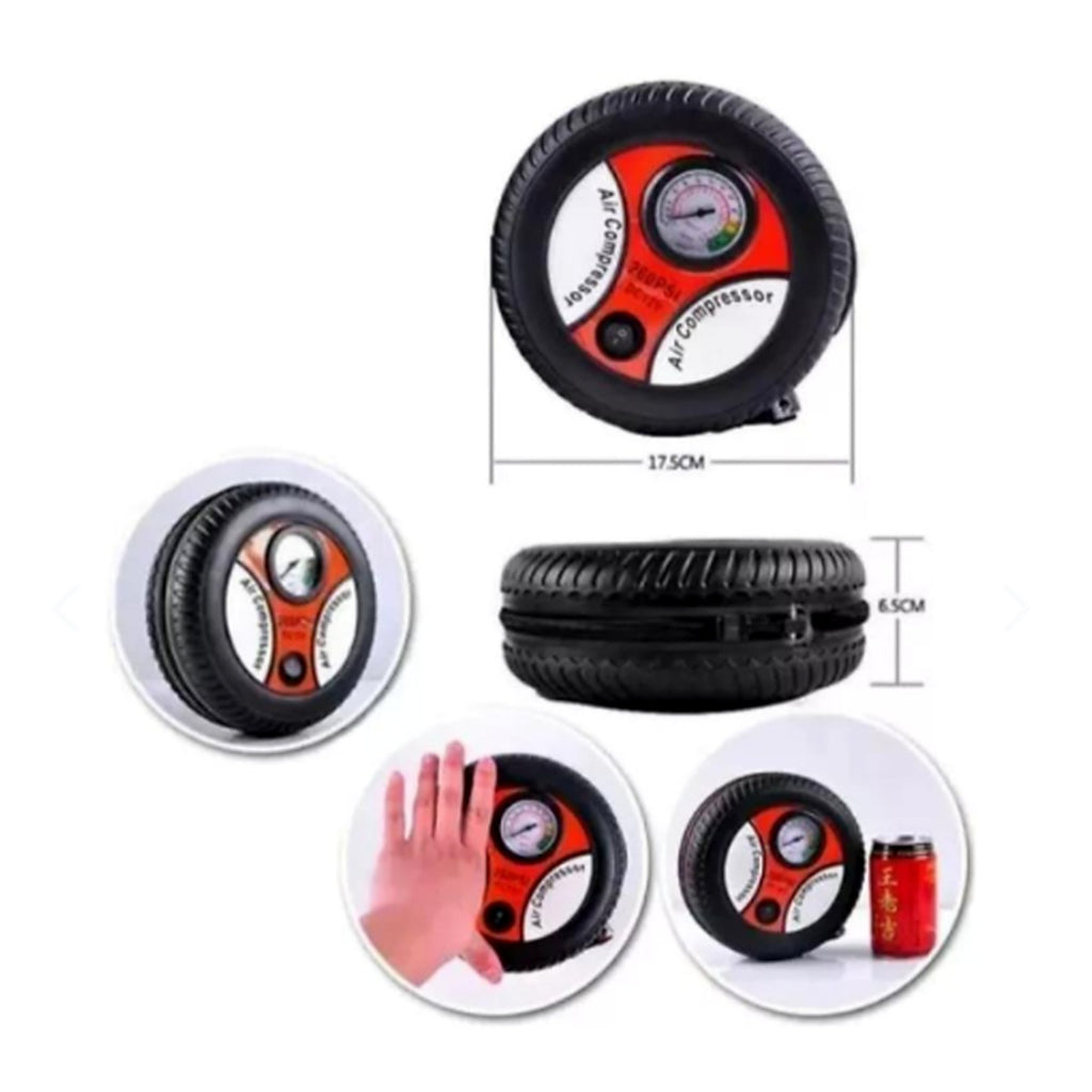 Inflador de Neumáticos Portátil 12V 260 PSI — medidas y escala