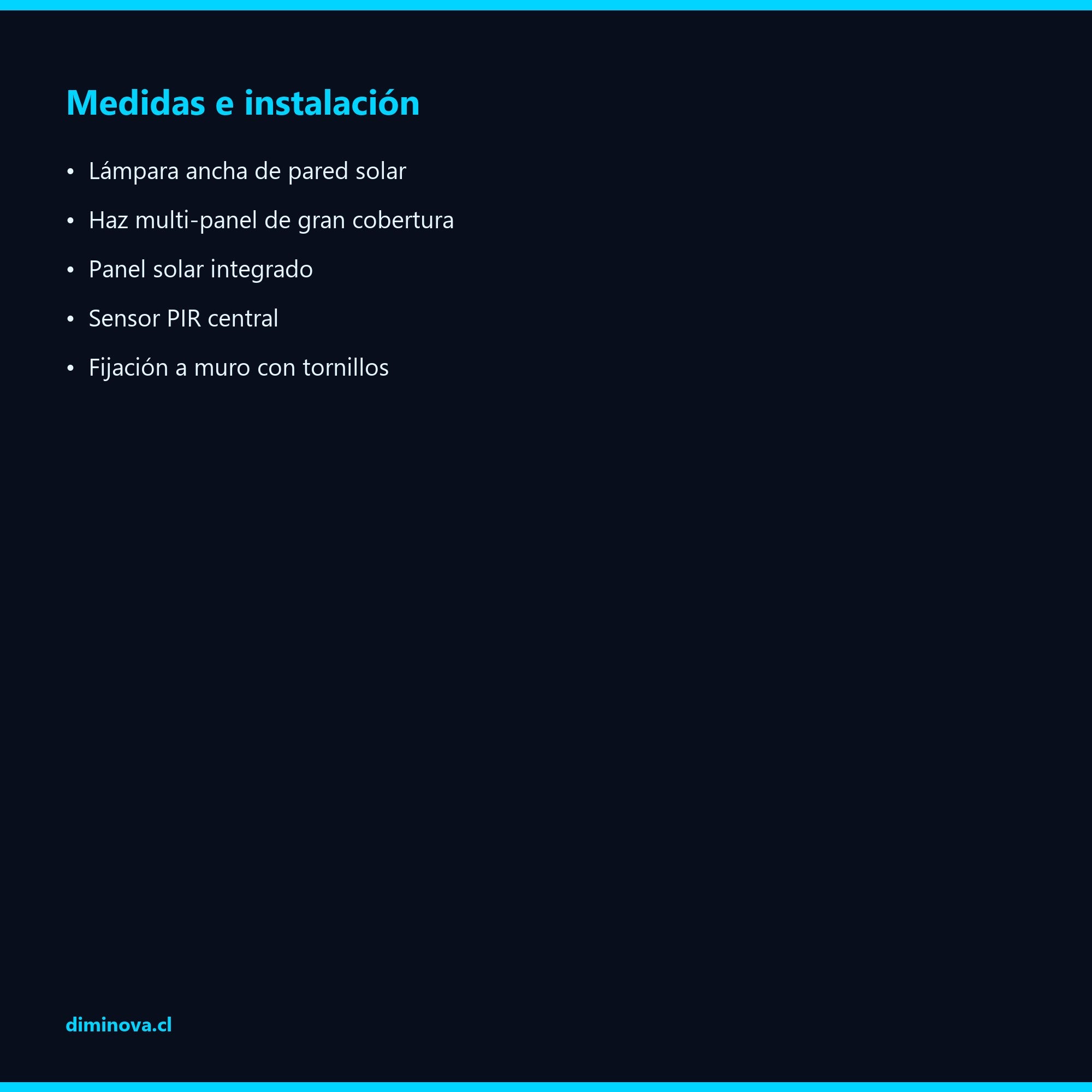 Lámpara Ancha de Pared LED Solar — medidas e instalación