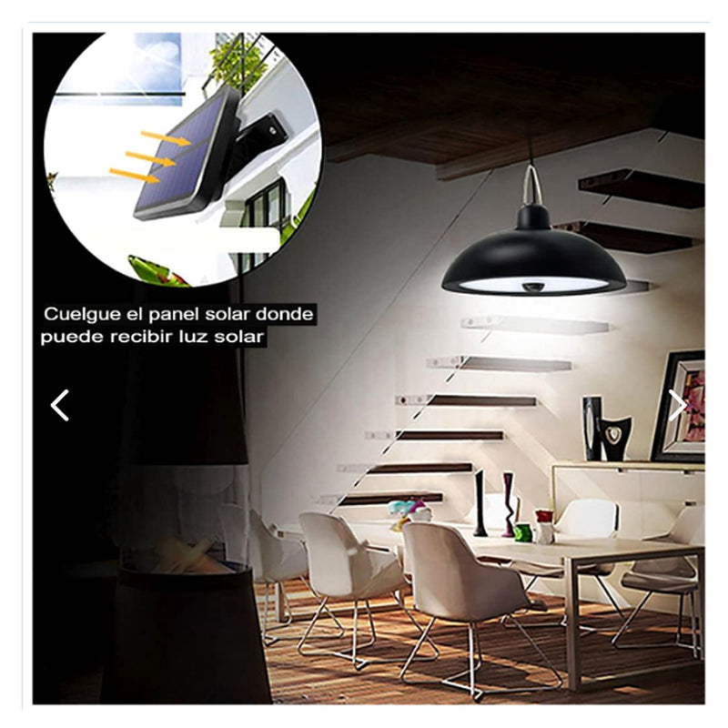 Lámpara Colgante LED Solar + Panel y Control — uso interior comedor