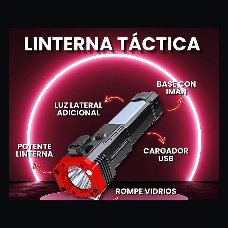 Linterna Táctica 4 en 1 Pro (Martillo + COB) — funciones