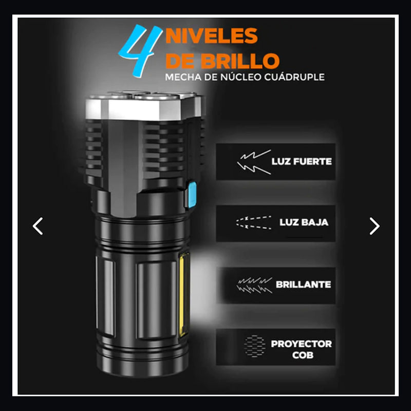 Pack Linterna Recargable + Mini Llavero COB — 4 modos de brillo
