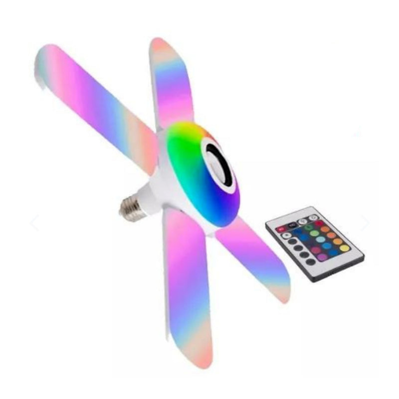 Lámpara LED Multicolor 4 Aspas Bluetooth + Control — kit con control remoto