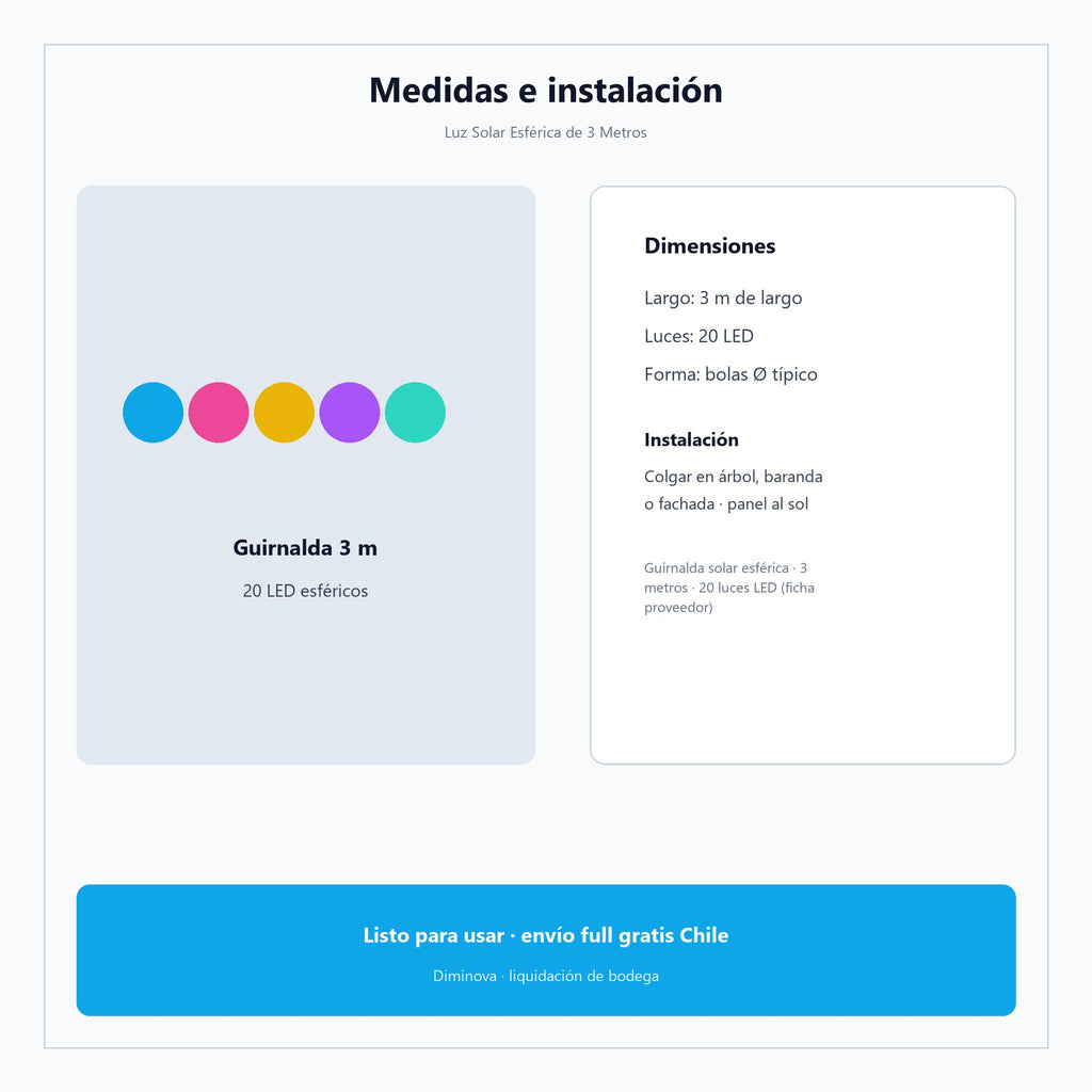 Luz Solar Esférica de 3 Metros — medidas e instalación