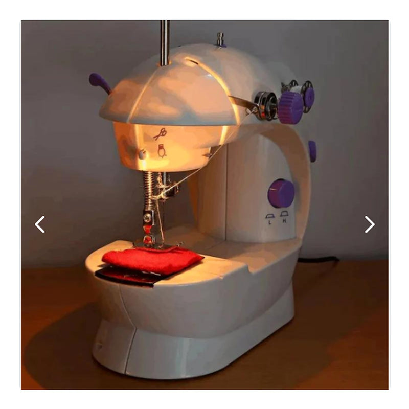 Máquina de Coser Portátil Mini 2 Velocidades — en uso con luz