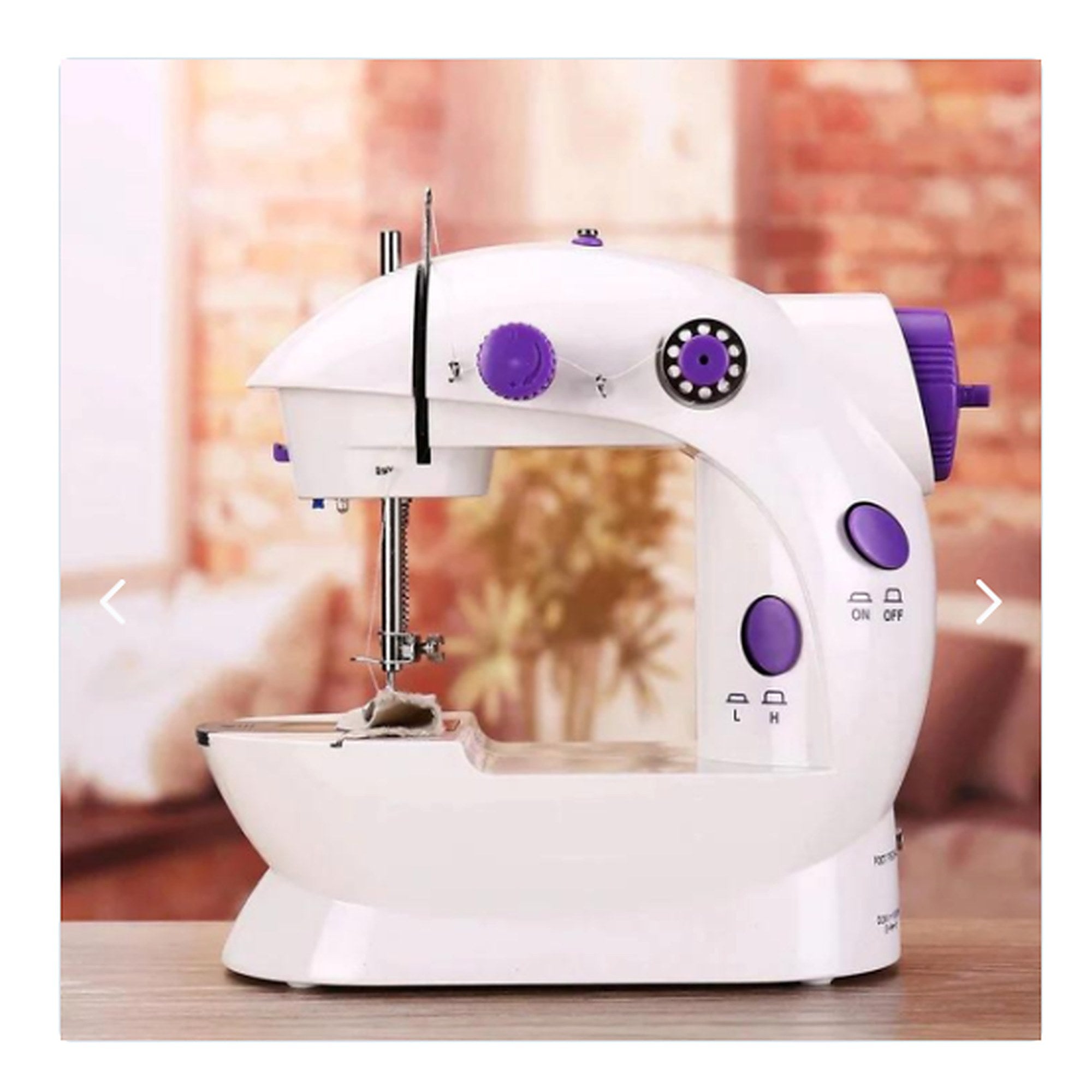 Máquina de Coser Portátil Mini 2 Velocidades — controles L/H