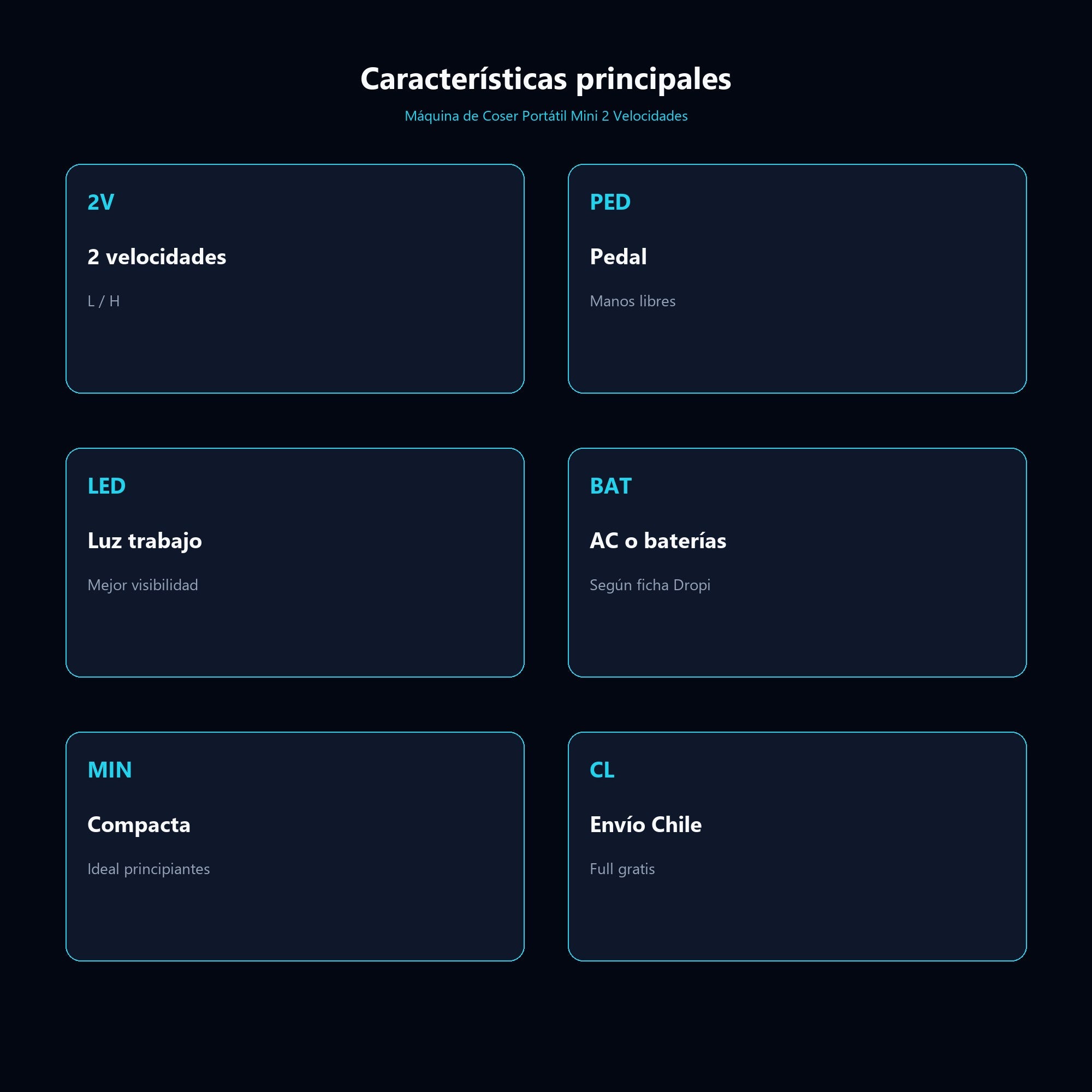 Máquina de Coser Portátil Mini 2 Velocidades — características