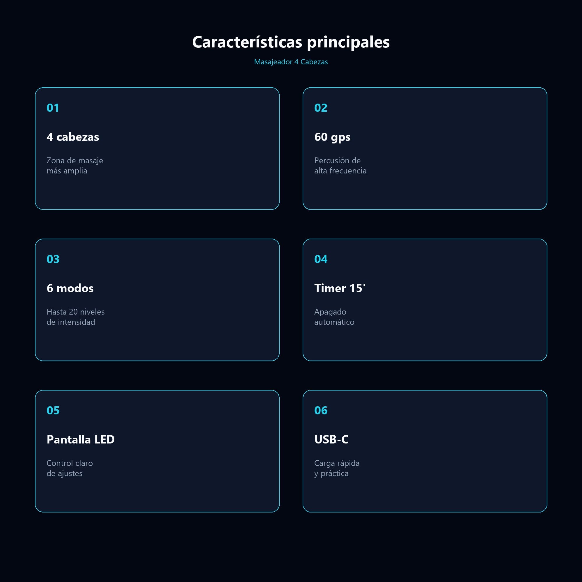 Masajeador 4 Cabezas — características