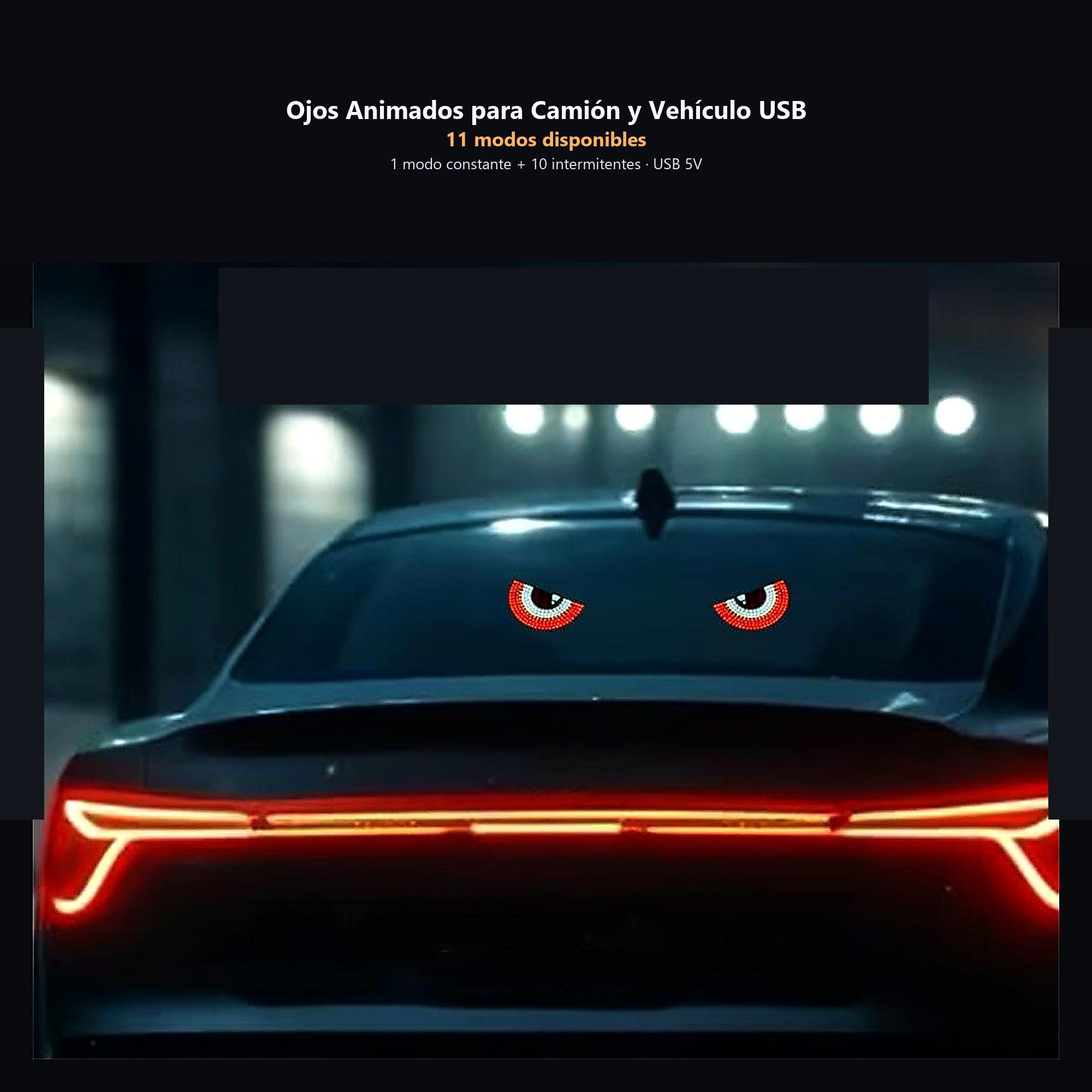 Ojos Animados para Camión y Vehículo USB — 11 modos en auto