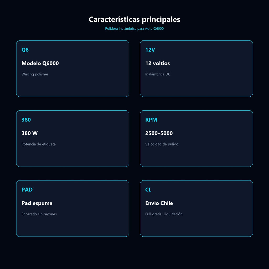 Pulidora Inalámbrica para Auto Q6000 — características