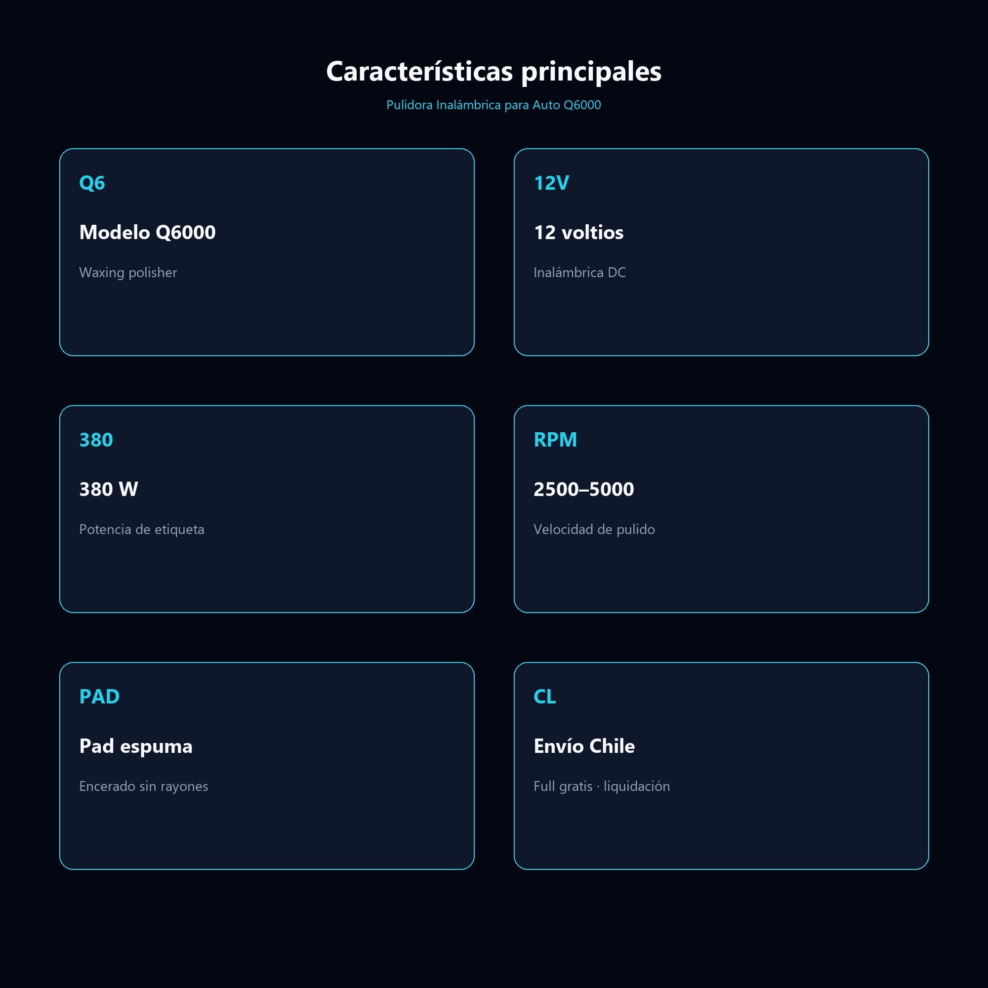 Pulidora Inalámbrica para Auto Q6000 — características