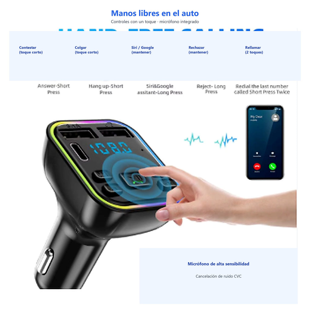 Receptor Bluetooth auto — manos libres ES