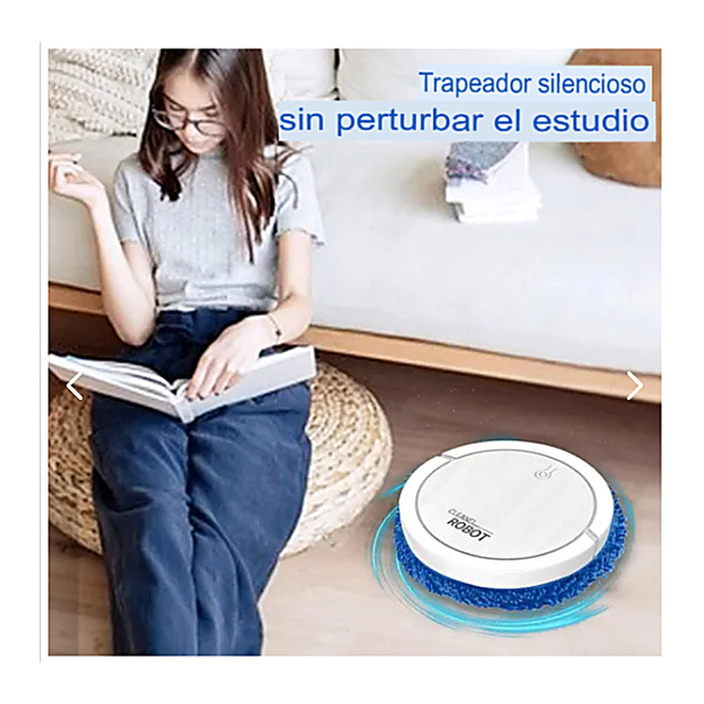 Robot Aspiradora / Trapeador Automático Redondo — hero en living